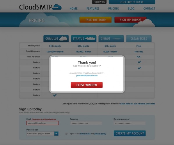 CloudSMTP Website Design